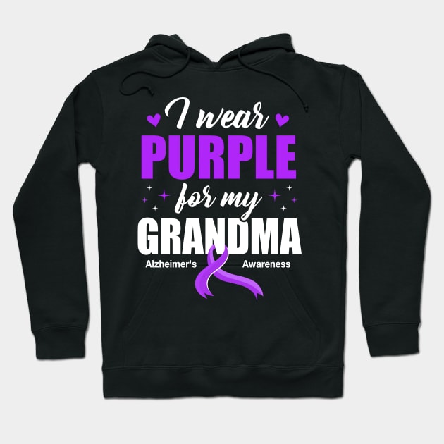 Support I Wear Purple For My Grandma Alzheimer's Awareness Hoodie by James Green